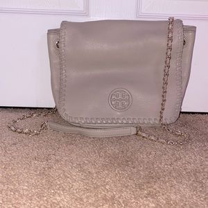 Grey Tory Burch Saddle Bag